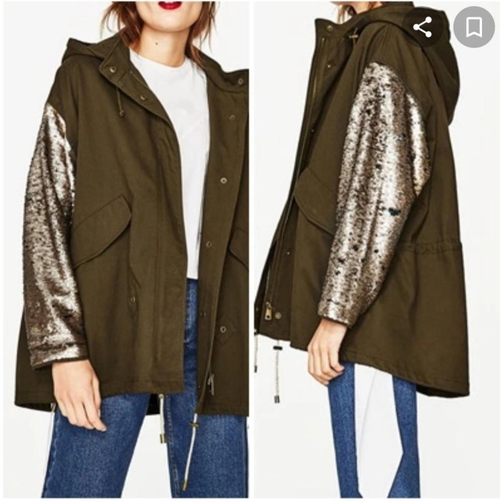 Zara Sequin Sleeve Jacket